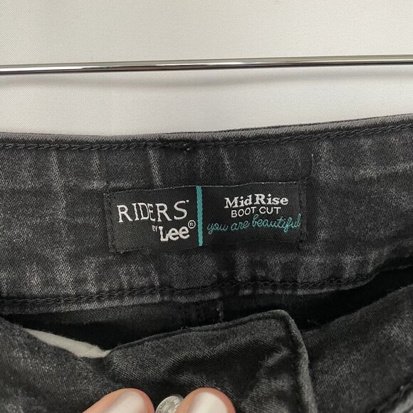 Riders By Lee Womens Mid Rise Bootcut Jeans Black Denim Stretch Classic 5-Pocket - Picture 3 of 6